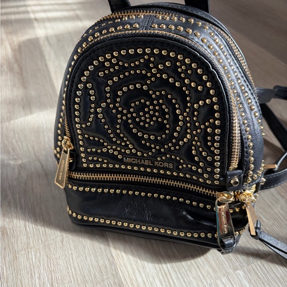 Michael Kors Black Backpack with Gold Studs - Picture 3 of 7